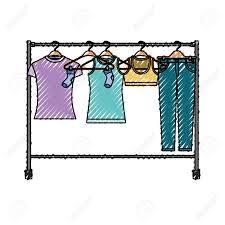 Maybe you would like to learn more about one of these? Colored Crayon Silhouette Of Female Clothes Rack With T Shirts And Pants On Hangers Vector Illustration Royalty Free Cliparts Vectors And Stock Illustration Image 84586583