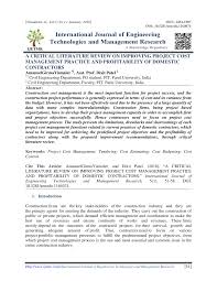 Often they meet with architects, specialized trade employees, and civil engineers on projects or upcoming builds. Pdf A Critical Literature Review On Improving Project Cost Management Practice And Profitability Of Domestic Contractors