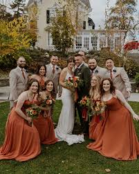 Fall Wedding Vibes, beautiful bridal party in NY at Inn At Taughannock Falls
