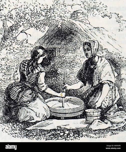 Two Women Grinding at a Hand Mill', 1902. Creator: John Fulleylove Stock Photo - Alamy