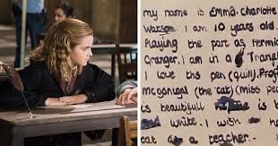 Famous from a young age for playing the role of hermione granger in all eight adaptations of the harry potter film series, emma. Here S The Note 10 Y O Emma Watson Wrote Using A Quill During The Shooting Of Harry Potter Bored Panda