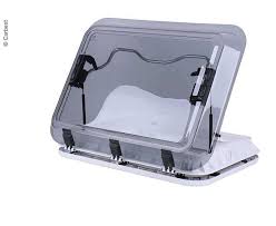 A properly installed range hood will vent hot air and cooking odors outside as well as help keep kitchen surfaces free of grease. Roof Hood 450x400mm With Forced Ventilation Motorhome Rooflights Motorhome Skylight Campervan Skylight Van Widnows Caravan Windows Camper Windows Blinds Vents Camping Shop Reimo English