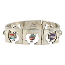 Navajo Opal Link Bracelet Sterling Silver Calvin Begay Touch Of Santa Fe Tsf