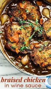 Coq Au Vin For Two Chicken In Red Wine Sauce Recipe Braised Chicken Thighs Chicken In Wine Sauce Braised Chicken