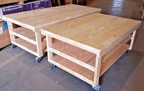 Wooden Work Bench With Wheels 3ft 4ft Depth Table Top Industrial Heavy Duty Ebay In 2020 Wooden Work Bench Making A Workbench Workbench On Wheels