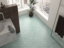 These ceramic digital floor tiles are appreciated for their perfect finish, stylish appearance, glossy look, splendid patterns and contemporary designs. Kromatika 5 X 4 Bleu Clair Matte Finish Hexagon Porcelain Floor Wall Tile 5 97 Per Square Foot Blue Bathroom Tile Light Blue Tile Art Deco Bathroom Tile