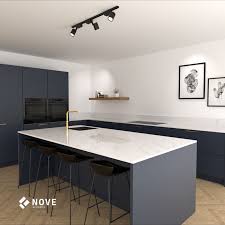 mat blauwe keuken met marmer blad keuken ontwerp keuken keuken ontwerpen