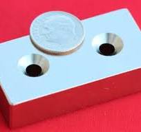 N52 Neodymium Magnets 2 in x 1 in x 1/2 in Bar w/2 Countersunk Holes