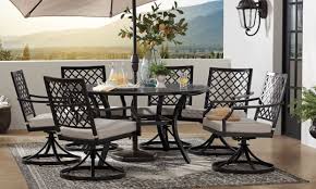 Member S Mark Barcelona 7 Piece Cushion Dining Set Sam S Club Modern Rustic Furniture Outdoor Seating Set Outdoor Furnishings