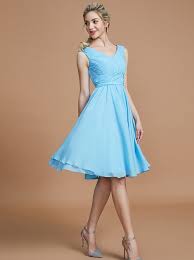 Light Blue Knee Length Bridesmaid Dresses 62 Off Plykart Com