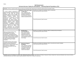 Adaptations and modifications for students with special needs these resources detail easy modifications to incorporate in your curriculum for students with special needs. Self Assessment Of Universal Access