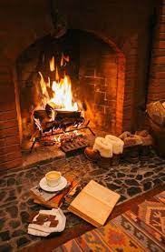 The beveled glass panels of this screen reflect even moderate flickers from fires, filling the room with a dazzling light. Okey Houz Cozy Fireplace Cozy House Winter Cozy