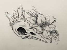 Crystal Lily Tattoo Idea Bird Skull Tattoo Animal Skull Drawing Animal Skull Tattoos