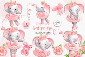 Elephant Ballerina clipart, Dancing elephant clipart, baby girl elephant  clipart By Chonnieartwork | TheHungryJPEG
