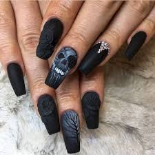 Acrylic Black And Gray Nails 20 New Acrylic Nail Designs Ideas To Try This Year Skull Nails Goth Nails Gothic Nails