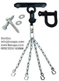 Punch Bag Ceiling Hook With Chains Swivel Steel Wall Bracket Boxing Mount Powder Coated For All Weather Use Treated With Spec Boxing Bags Garage Gym Swing Set