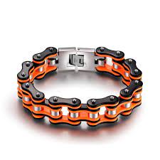 Le bijou peut être porté même sous des conditions extrêmes (sport genre : Bracelet Chaine De Moto Orange Et Noir Pour Homme