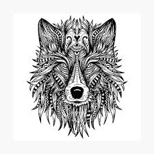 Coloriage loup mandala à colorier mandala coloriage zen. Impression Photo Loup Tete De Loup Mandala Par Dersenat Redbubble