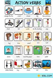 Action Verbs List Of 50 Common Action Verbs With Pictures 7 E S L Verbs For Kids English Verbs Action Verbs