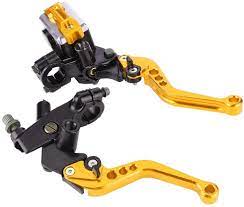 Amazon Com Acouto 7 8 22mm Motorcycle Universal Hydraulic Brake Clutch Master Cylinder Reservoir Lever Left And Right Modification Metal Brake Clutch Lever Oil Cup Gold Home Improvement