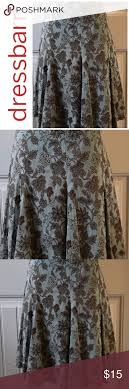 Dressbarn Aqua Blue Brown Floral Skirt Size 14 Brown Floral Dress Barn Skirts Floral Skirt
