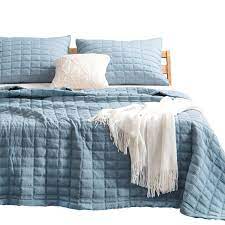 2020 popular 1 trends in home & garden, mother & kids with solid color quilts for bedding and 1. Kasentex Quilt Bedding Coverlet Blanket Set Machine Washable Ultra Soft Lightweight Stone Washed Detailed Stitching Hypoallergenic Solid Color Oversized King 2 King Shams Grey Blue Walmart Com Walmart Com