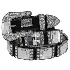 Bb Simon Womens Belt Cowhide With Oversize Swarovski Elements