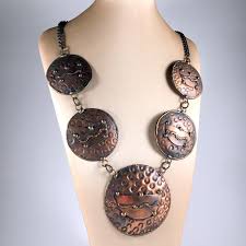 Massive Copper & Brass Metal Art Necklace, Hippie Statement, 1980's Vintage 