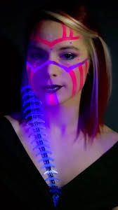 Versatile long spine earrings in shop now! Check our bio to get yours. 💖,  #raveaccessories #uvreactive #acrylicjewellery #asymmetrical  #statementjewellery #altjewelry