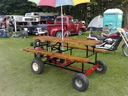 It S A Motorized Picnic Table So You Can Take All Your Friends With You Along The Crazy Trail Diy Picnic Table Picnic Table Beach Buggy