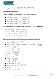 Trigonometric Functions Class 11 Formulas Notes Vidyakul