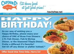 Captain D S Birthday Freebie Hey It S Free Birthday Freebies Tilapia Dinner Fish Dinner