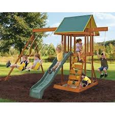 First, consider the play area you have for the swing set in your outdoor space. Big Backyard Meadowvale Ii Wooden Play Set Big Backyard Wooden Swing Set Backyard Playground Wood Swing Sets