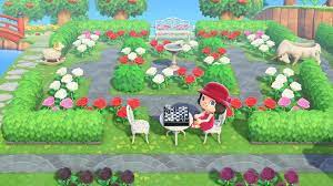 My Rose Garden Looking Forward To Adding Statues Ac Newhorizons Animal Crossing Animal Crossing Qr Garden Animals