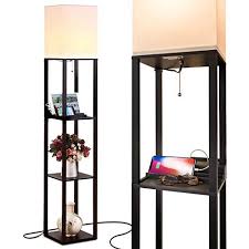 Brightech Maxwell Charging Edition Led Shelf Floor Lamp For Living Rooms Bedrooms Lamps Living Room Floor Lamp With Shelves Cool Floor Lamps