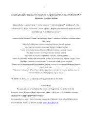 Pdf Assessing Social Emotional And Intercultural Competences Of Students And School Staff A Systematic Literature Review