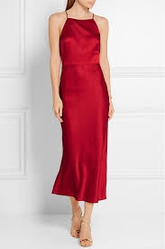 Claret Satin Crepe Midi Dress Jason Wu Collection Red Dresses Classy Elegant Dresses Classy Red Satin Dress