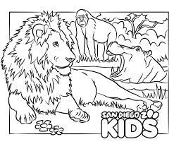 Lion smiling face coloring page : Coloring Page Lion And Friends San Diego Zoo Kids