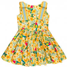 1600 x 2000 jpeg 273 кб. Badum Badero Vestido Nina Vuelo Estampado Flores Loros Amarillo Missbaby