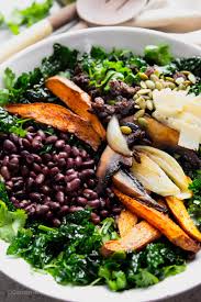 Autumn Kale Sweet Potato and Bean Salad