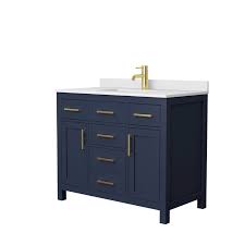 A wide selection of bathroom vanities. Wyndham Collection Wcg242442sblwcunsmxx Beckett 42 Inch Single Bathroom Vanity In Dark Blue With White Cultured
