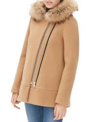 The reviews suggest to order a size down. Sandro Maxa Fur Trimmed Coat Women Contemporary Bloomingdale S Fur Trim Coat Beige Coat Coat