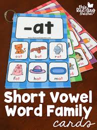 Short Vowel Word Family Cards This Reading Mama