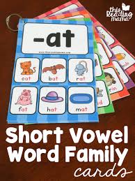 short vowel word family cards this reading mama