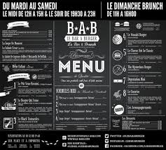 Le Bab Bar A Burger Restaurant Francais A Paris Le Bab Burger Bar French Restaurant In Paris Bar A Burger Carte De Bar Carte Restaurant