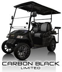 Loaded With Exclusive Features Upholstered Seat With Limited Edition Lettering 14 Matte Black Rims Carbon Fiber Steering W Roof Paint Black Rims Golf Carts