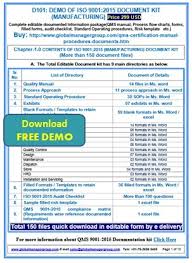 iso 9001 2015 documents manual process audit checklist