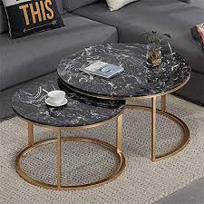 Marble Nesting End Tables Black And Gold Set Of 2 Furniture Coffee Tables For Small Space Apart Coffee Table Coffee Table Small Space Marble Coffee Table Set