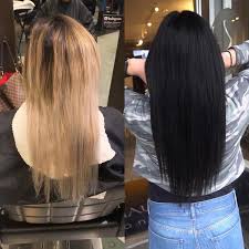 The hair is black and then changes into light blonde and platinum ice blonde. Why Filling Blonde Hair Is A Must Before Going Darker