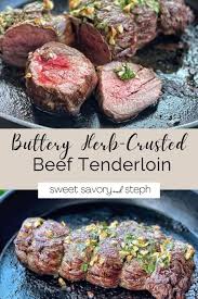 The included pan gravy is quick and easy to make, with pan drippings, beef broth, and flour. Buttery Herb Crusted Beef Tenderloin Sweet Savory And Steph